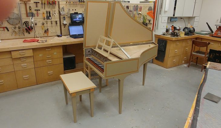harpsichord in workshop